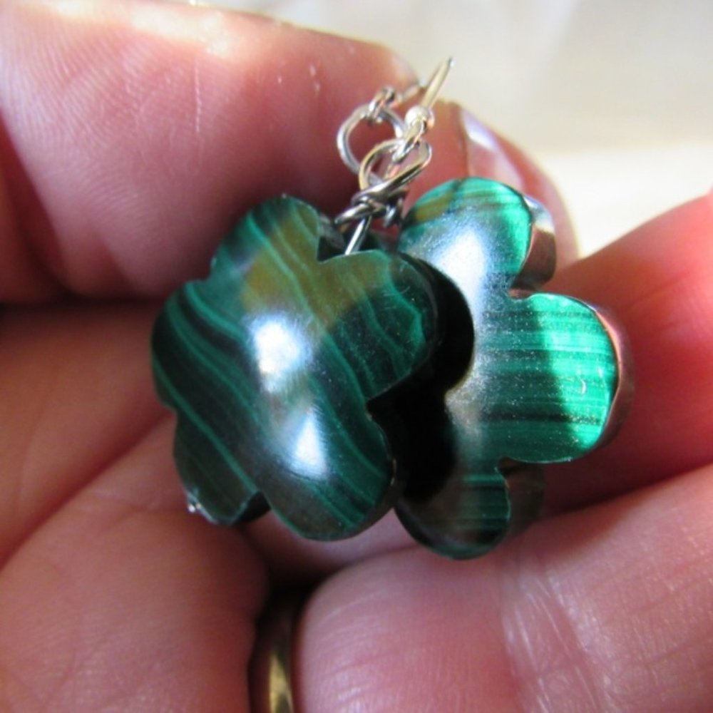 Malachite Clover Earrings
